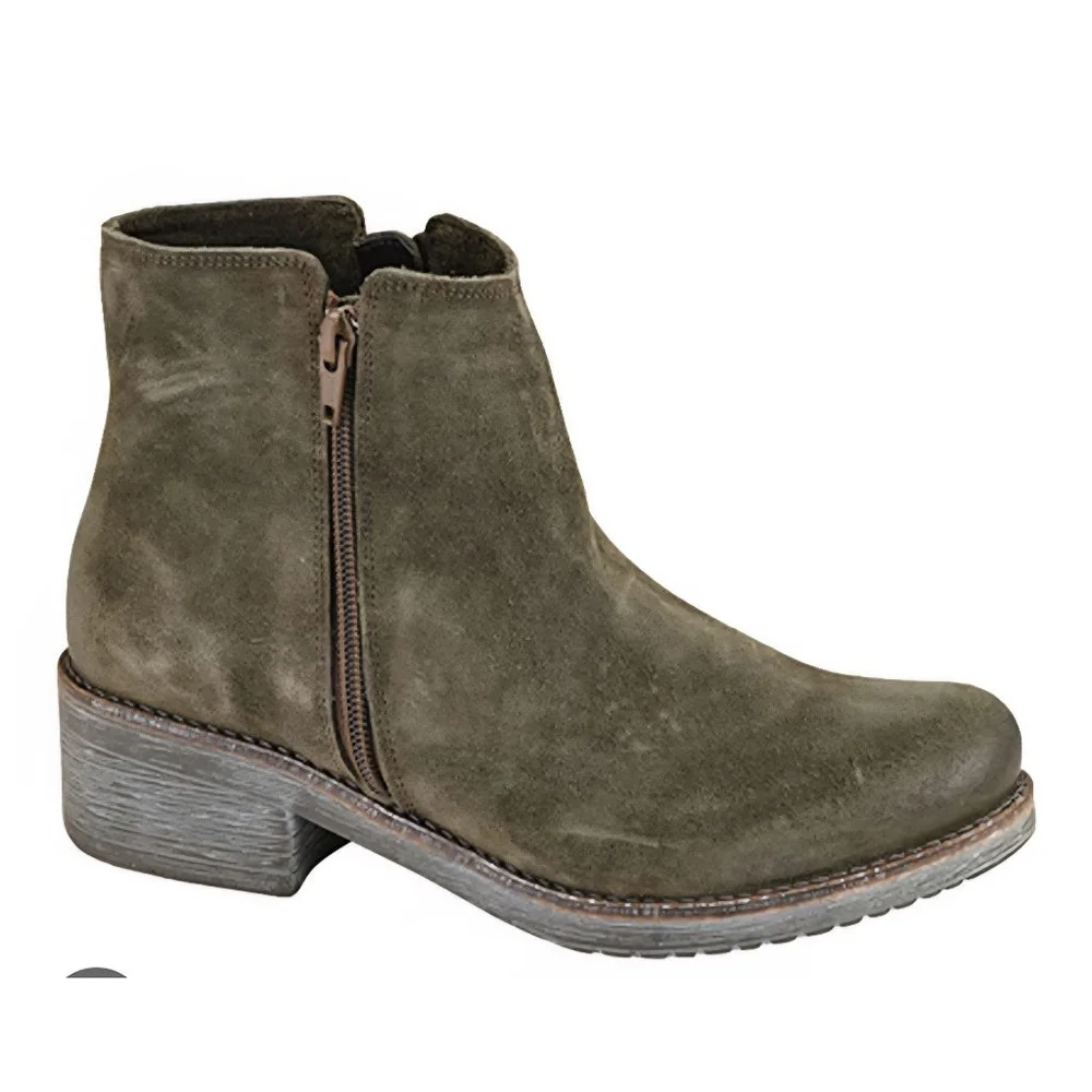 NAOT Wander Ankle Bootie in Brushed Oiled Olive Suede Size 39 8